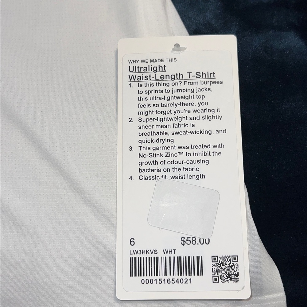 Lululemon Ultralight Waist Length T Shirt Size 6 White - Picture 3 of 7